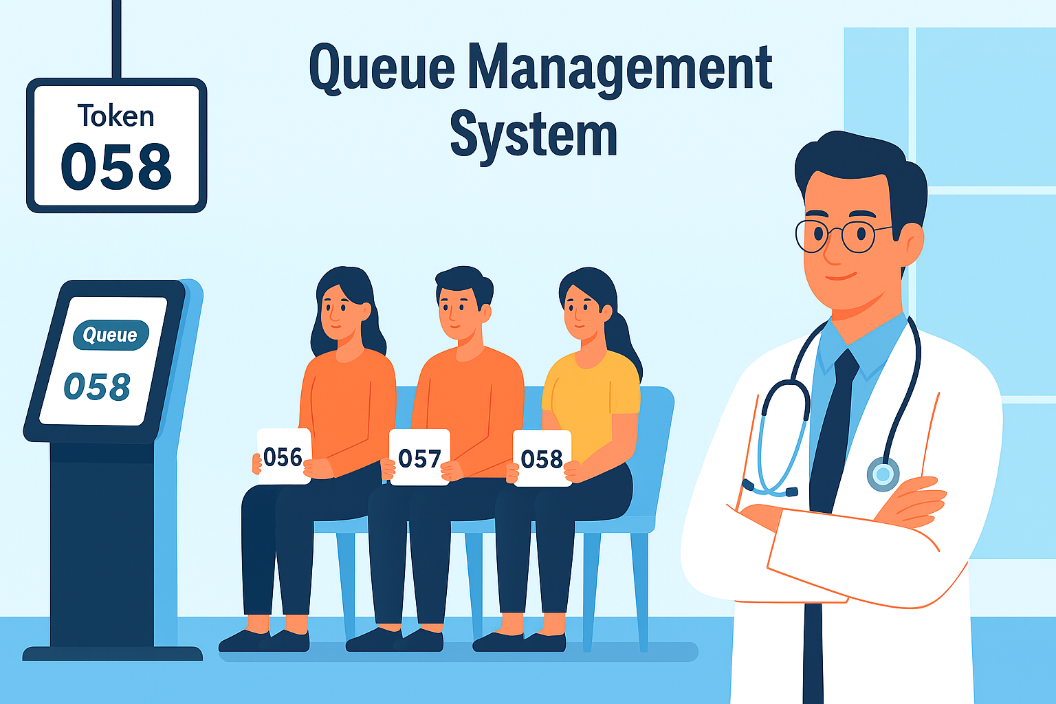 Patients using digital queue system